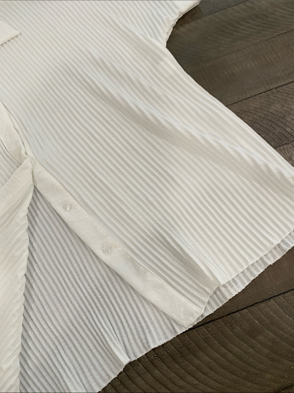 Promise white Short-Sleeve Ribbed Button-Down Top - Picture 4 of 5